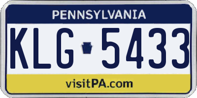 PA license plate KLG5433