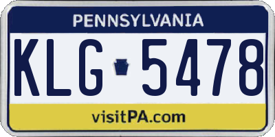 PA license plate KLG5478