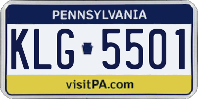 PA license plate KLG5501
