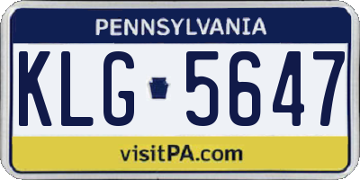 PA license plate KLG5647