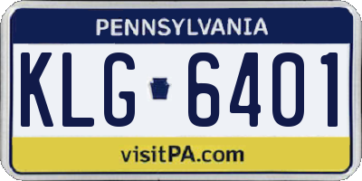 PA license plate KLG6401