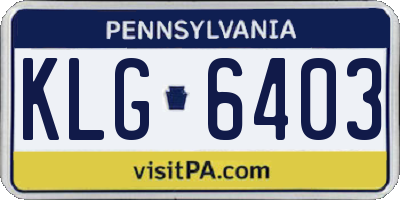 PA license plate KLG6403