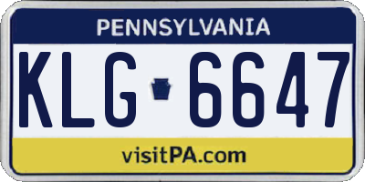 PA license plate KLG6647
