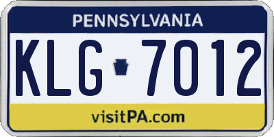 PA license plate KLG7012