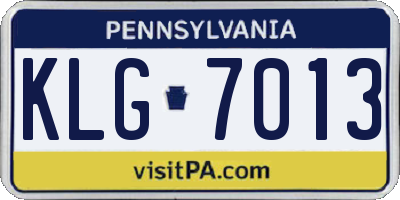 PA license plate KLG7013