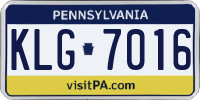 PA license plate KLG7016