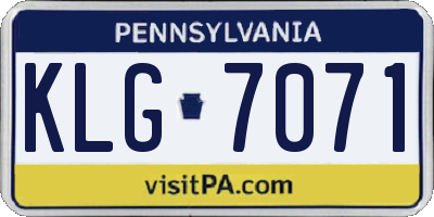 PA license plate KLG7071