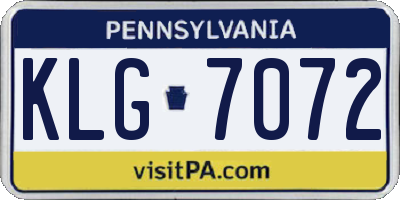 PA license plate KLG7072