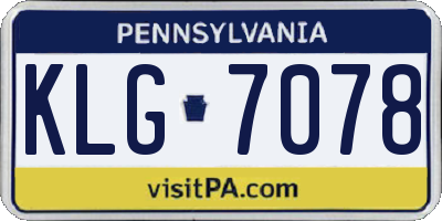 PA license plate KLG7078