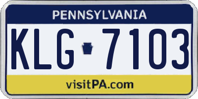 PA license plate KLG7103