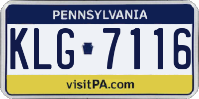 PA license plate KLG7116