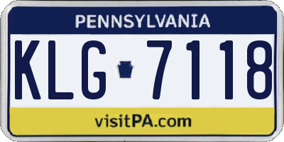 PA license plate KLG7118