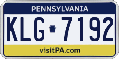 PA license plate KLG7192