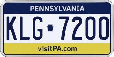 PA license plate KLG7200