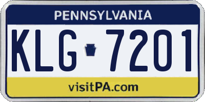 PA license plate KLG7201