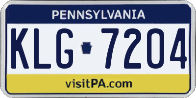 PA license plate KLG7204