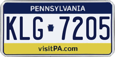 PA license plate KLG7205