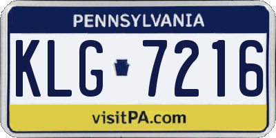 PA license plate KLG7216