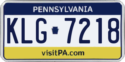 PA license plate KLG7218