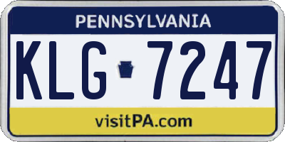 PA license plate KLG7247