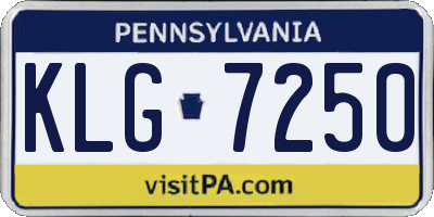 PA license plate KLG7250