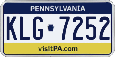 PA license plate KLG7252