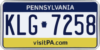PA license plate KLG7258