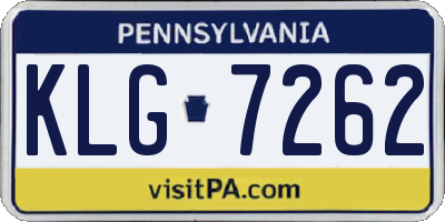 PA license plate KLG7262
