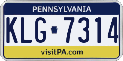 PA license plate KLG7314