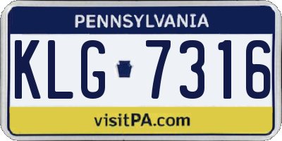 PA license plate KLG7316