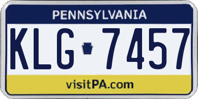 PA license plate KLG7457