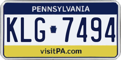PA license plate KLG7494