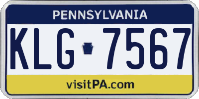 PA license plate KLG7567