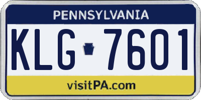 PA license plate KLG7601