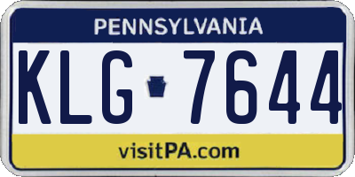 PA license plate KLG7644
