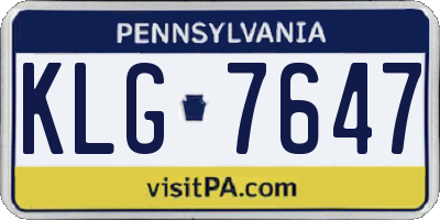 PA license plate KLG7647