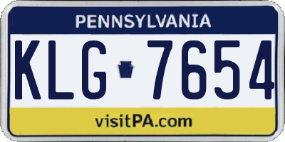 PA license plate KLG7654