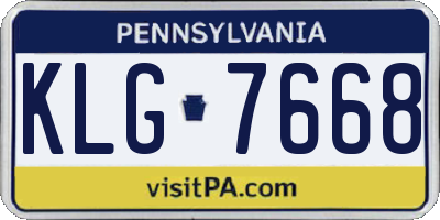 PA license plate KLG7668