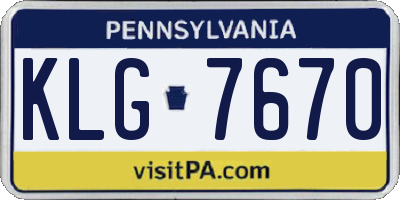 PA license plate KLG7670