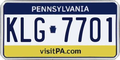 PA license plate KLG7701