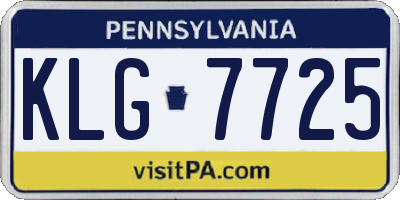 PA license plate KLG7725