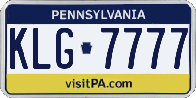 PA license plate KLG7777
