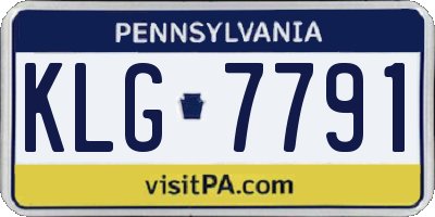 PA license plate KLG7791