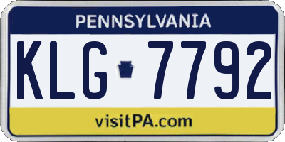 PA license plate KLG7792