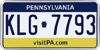 PA license plate KLG7793