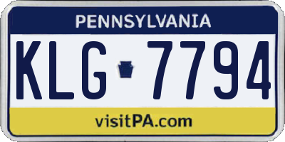 PA license plate KLG7794