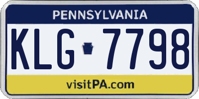PA license plate KLG7798