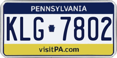 PA license plate KLG7802