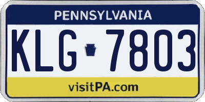 PA license plate KLG7803