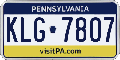 PA license plate KLG7807